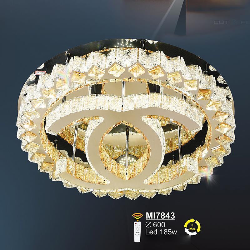 Đèn mâm pha lê Ø600 - LED 185W - 3 màu ánh sáng