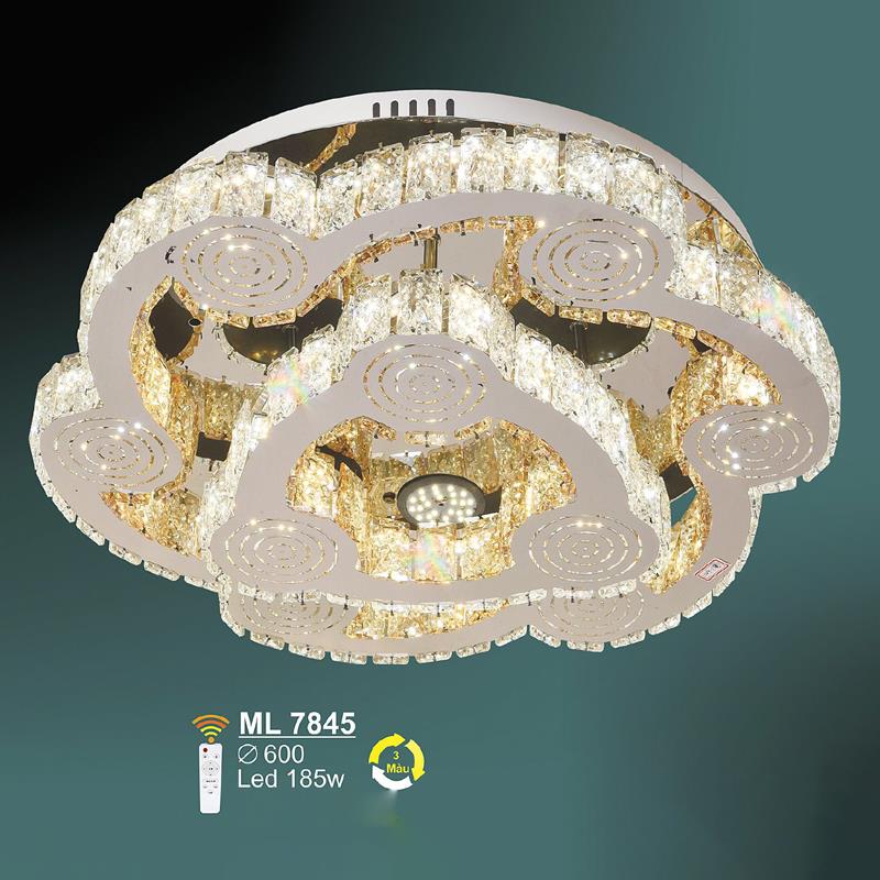 Đèn mâm pha lê Ø600 - LED 185W - 3 màu ánh sáng