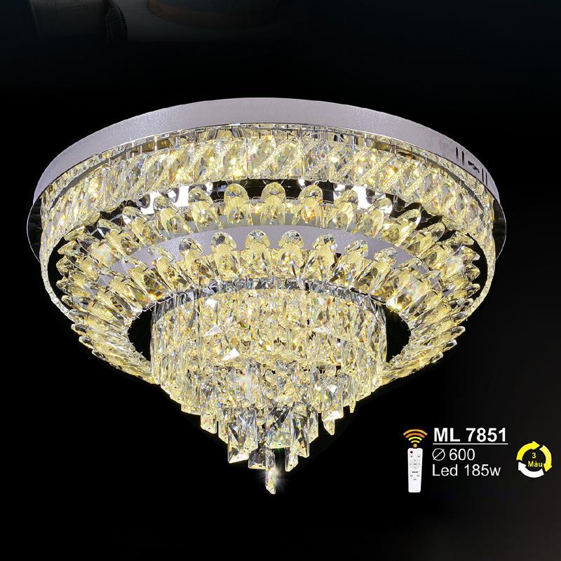 Đèn mâm pha lê Ø600 - LED 185W - 3 màu ánh sáng