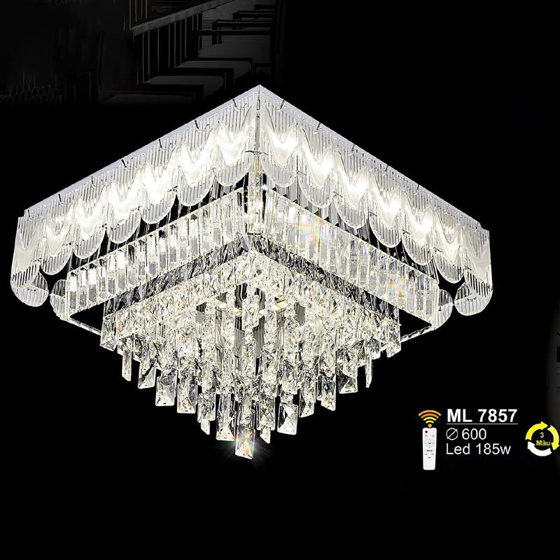 Đèn mâm pha lê Ø600 - LED 185W - 3 màu ánh sáng