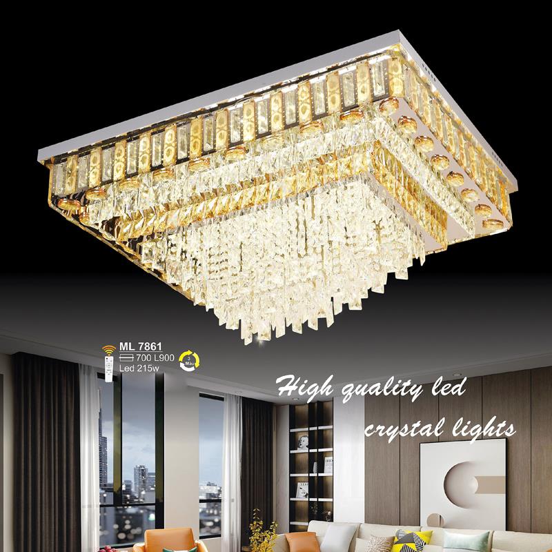 Đèn mâm chữ nhật pha lê Ø700*L900 - LED 215W - 3 màu ánh sáng