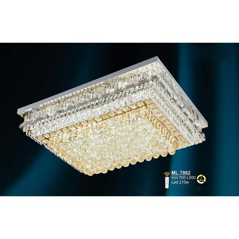Đèn mâm chữ nhật pha lê Ø700*L900 - LED 215W - 3 màu ánh sáng