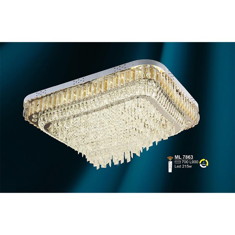 Đèn mâm chữ nhật pha lê Ø700*L900 - LED 215W - 3 màu ánh sáng