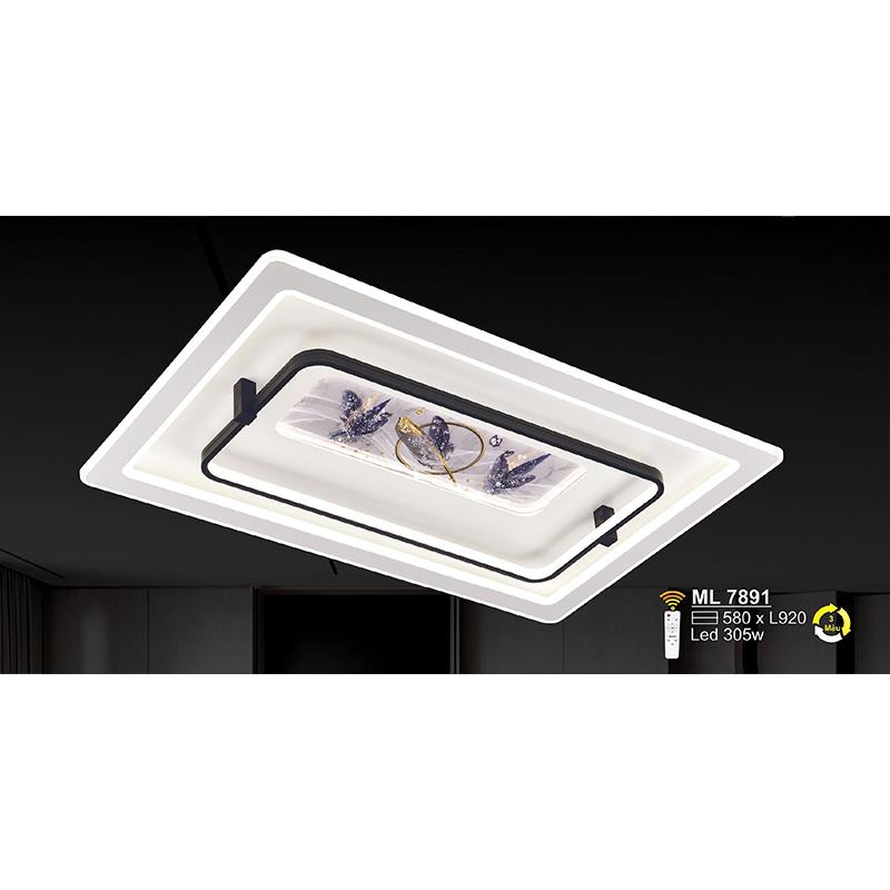 Đèn mâm mica chữ nhật LED 305W - Ø580*L920 - 3 màu ánh sáng