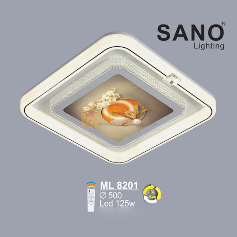 Đèn mâm ốp trần Mica SANO Led 125W - Ø500 - 3 màu ánh sáng - có remote