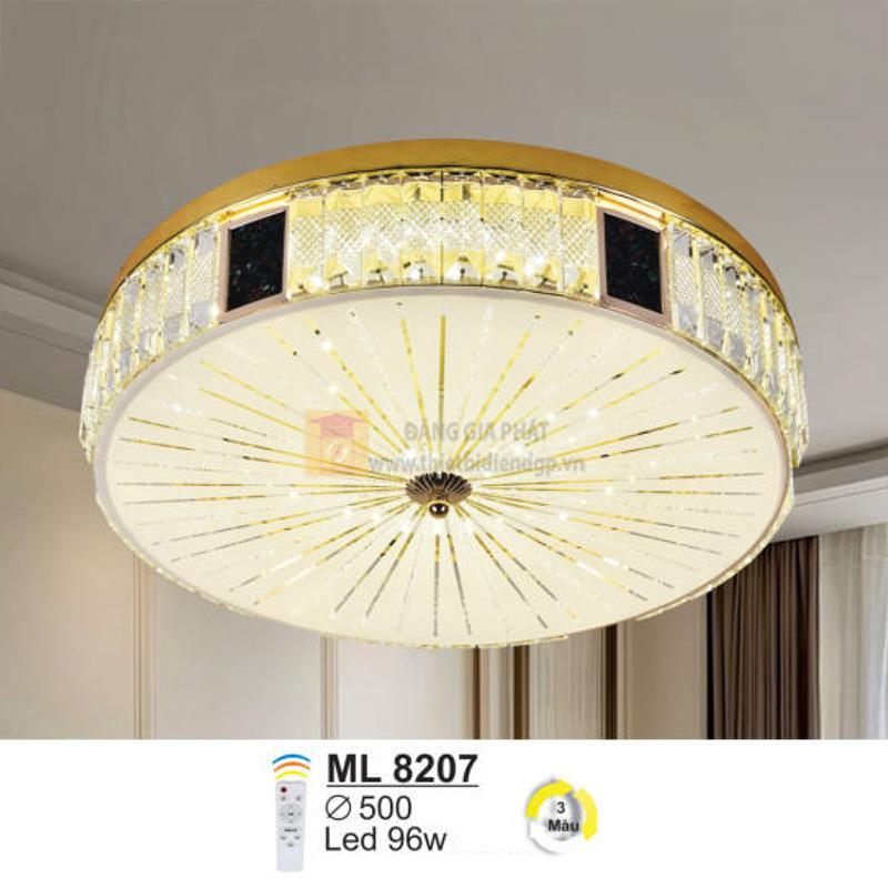 Đèn mâm ốp trần Pha Lê Led 96W - Ø500 - 3 màu ánh sáng - có remote