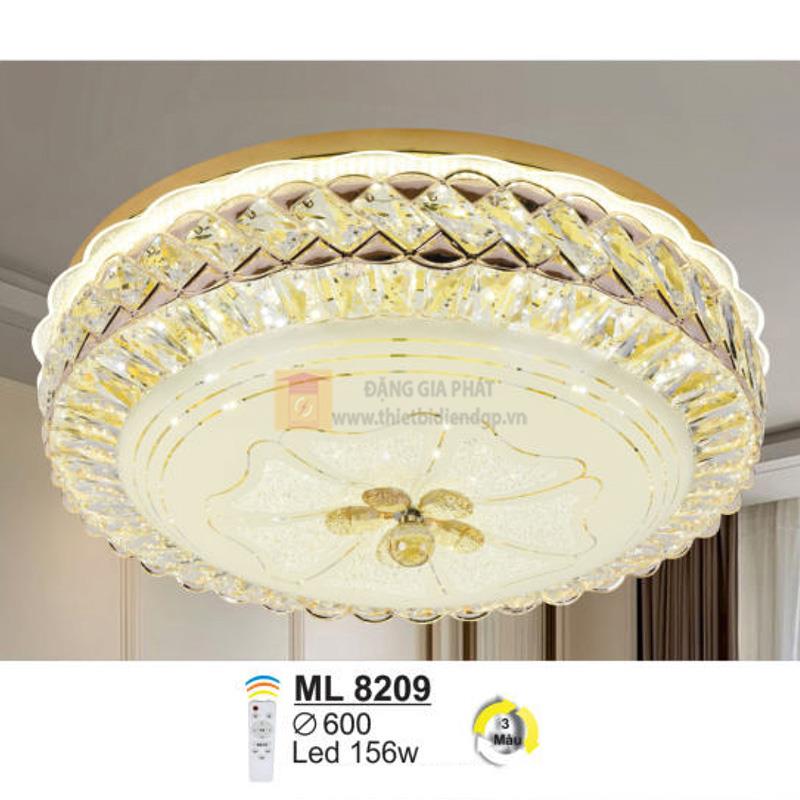Đèn mâm ốp trần Pha Lê Led 156W - Ø600 - 3 màu ánh sáng - có remote