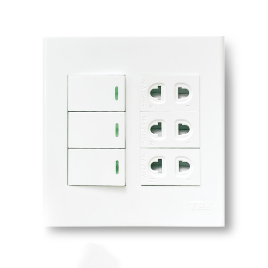 Bộ 3 ổ cắm và 3 công tắc MN6/3CT-3OC