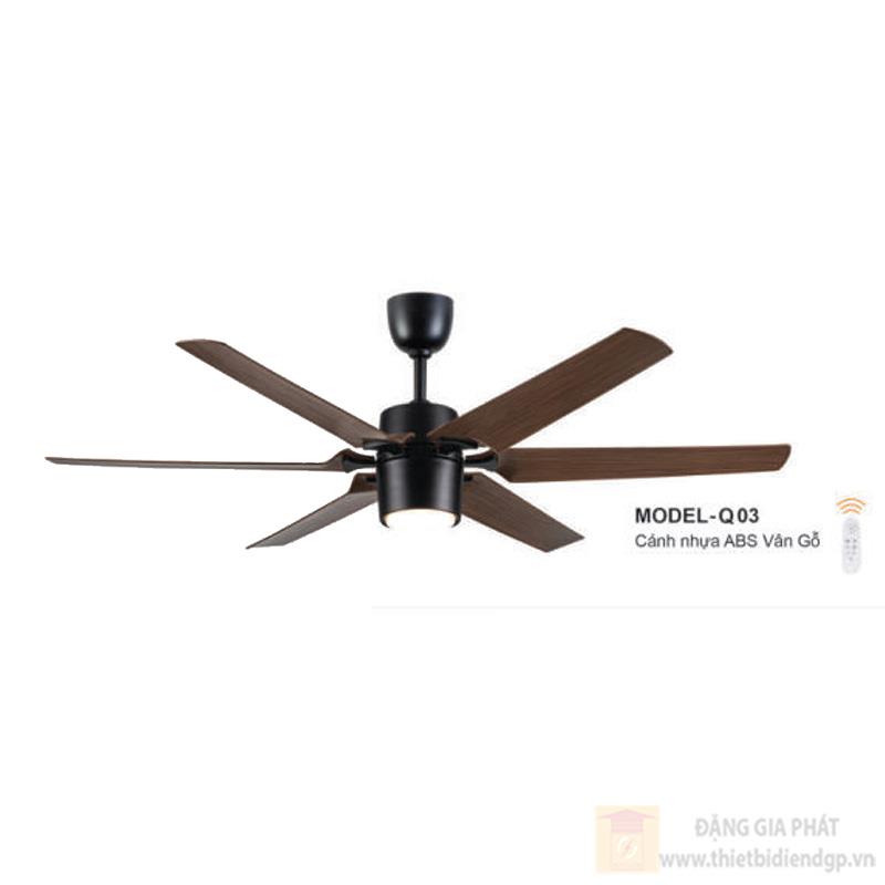 Quạt trần đèn Euroto 6 cánh nhựa ABS MODEL-Q03