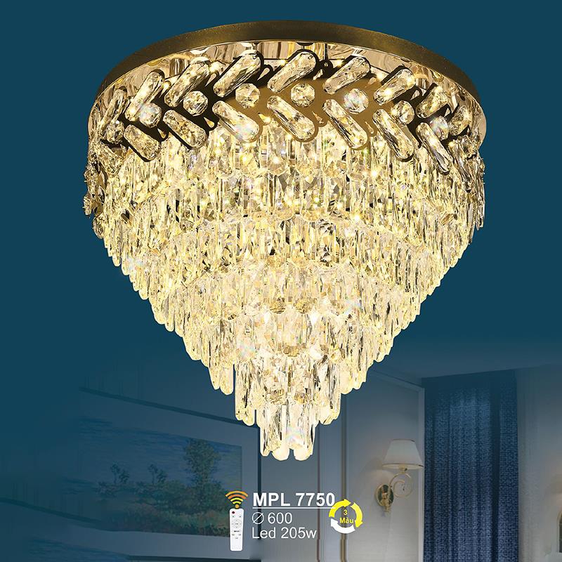 Đèn mâm pha lê Ø600 - LED 205W - 3 màu ánh sáng