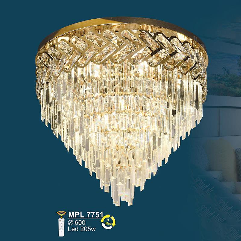 Đèn mâm pha lê Ø600 - LED 205W - 3 màu ánh sáng