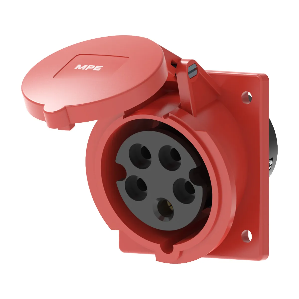 Ổ cắm công nghiệp 3 pha MPE loại cố định bắt trên bảng điện loại xéo 380-415V 3P+N+E IP44