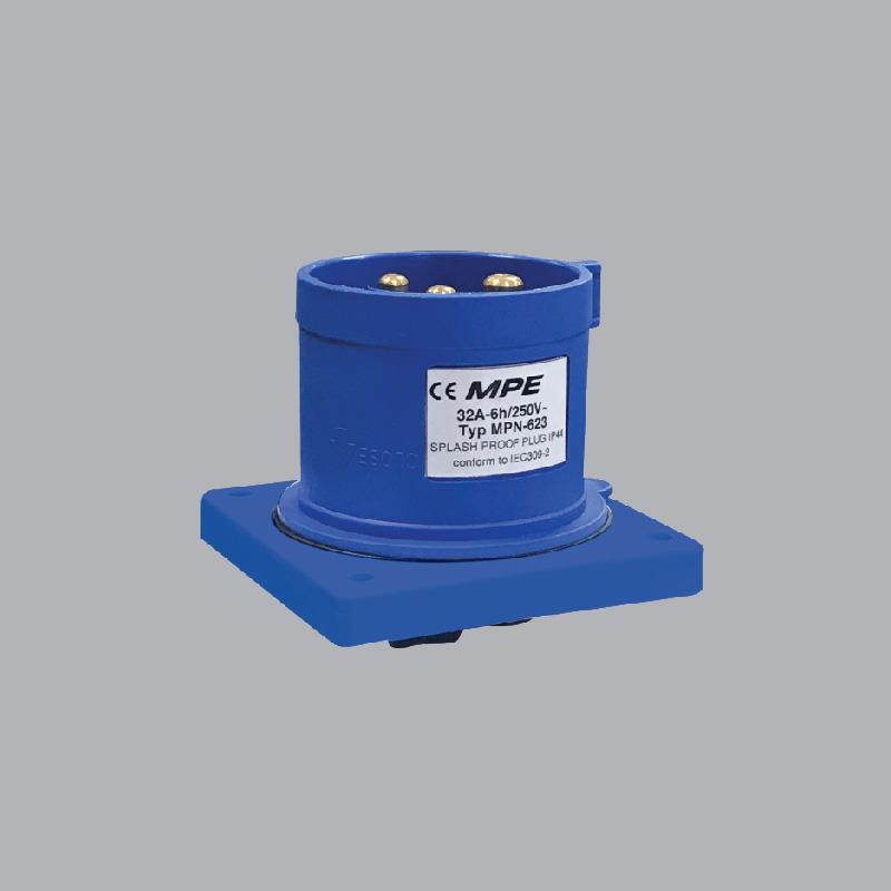 Phích cắm công nghiệp 1 pha MPE lắp âm 2P+E 32A, IP44, 240V