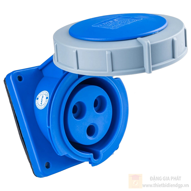 Ổ cắm công nghiệp 3 pha MPE loại cố định bắt trên bảng điện loại xéo 220-240V-2P+E IP67