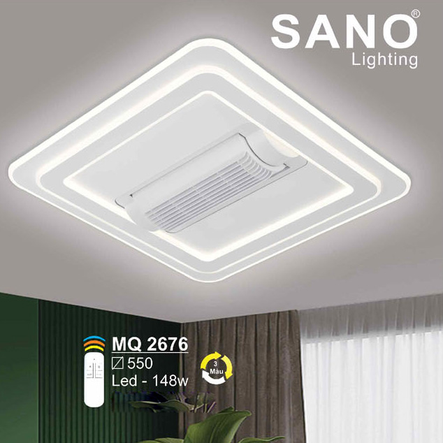 Đèn mâm SANO led vuông 148W - 3 màu ánh sáng - Ø550