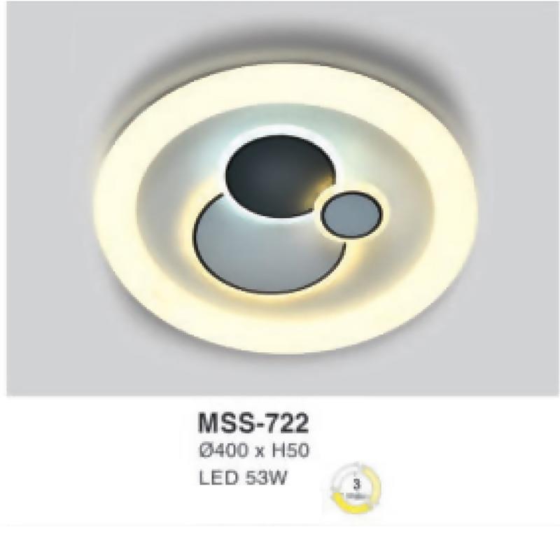 Đèn mâm led tròn siêu sáng 53W - Ø400*H50 - 3 chế độ màu