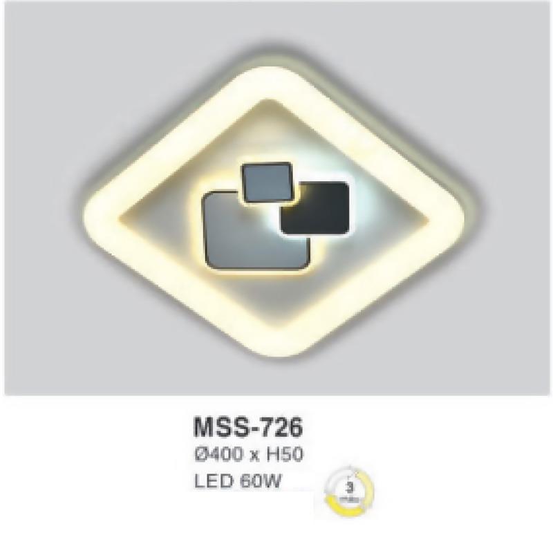 Đèn mâm led vuông siêu sáng 60W - Ø400*H50 - 3 chế độ màu