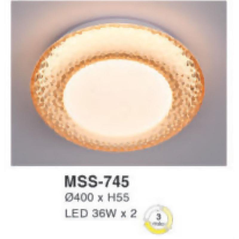 Đèn mâm led tròn siêu sáng 36W*2 - Ø400*H55 - 3 chế độ màu