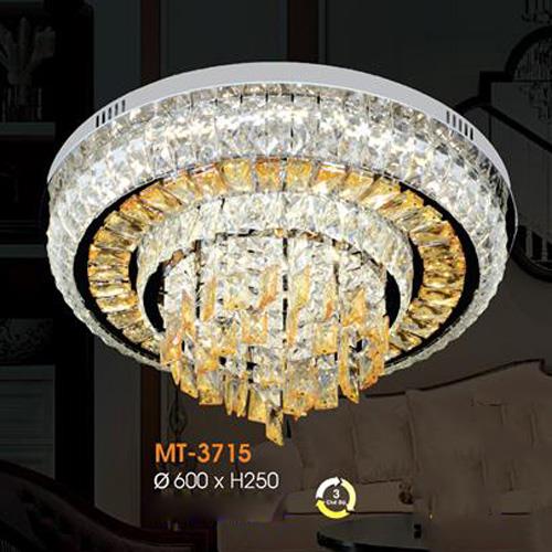 Đèn mâm Verona ốp trần pha lê Ø600 x H250, ánh sáng 3 chế độ