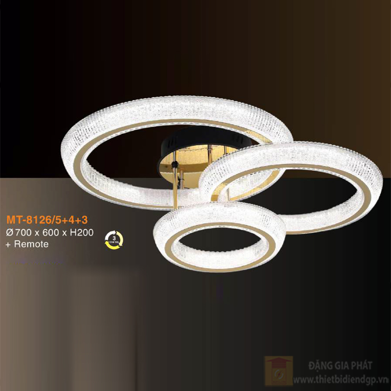 Đèn mâm led Veronia Ø700 x 600 x H200, Có Remote, ánh sáng 3 chế độ