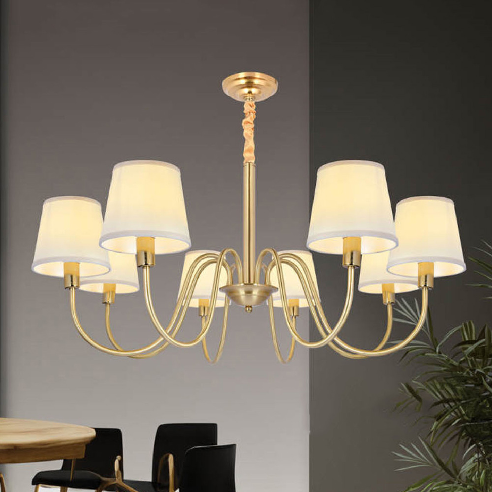 Đèn chùm đồng thủy tinh Andora CĐ-D8203/8 Ø680 x H330 + 500 E14 x 8