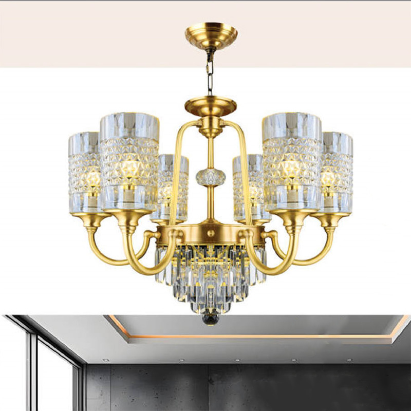 Đèn chùm đồng thủy tinh Andora CĐ-D8331/6 Ø680 x H540 + 500 E14 x 6 X 6 + LED 3000K