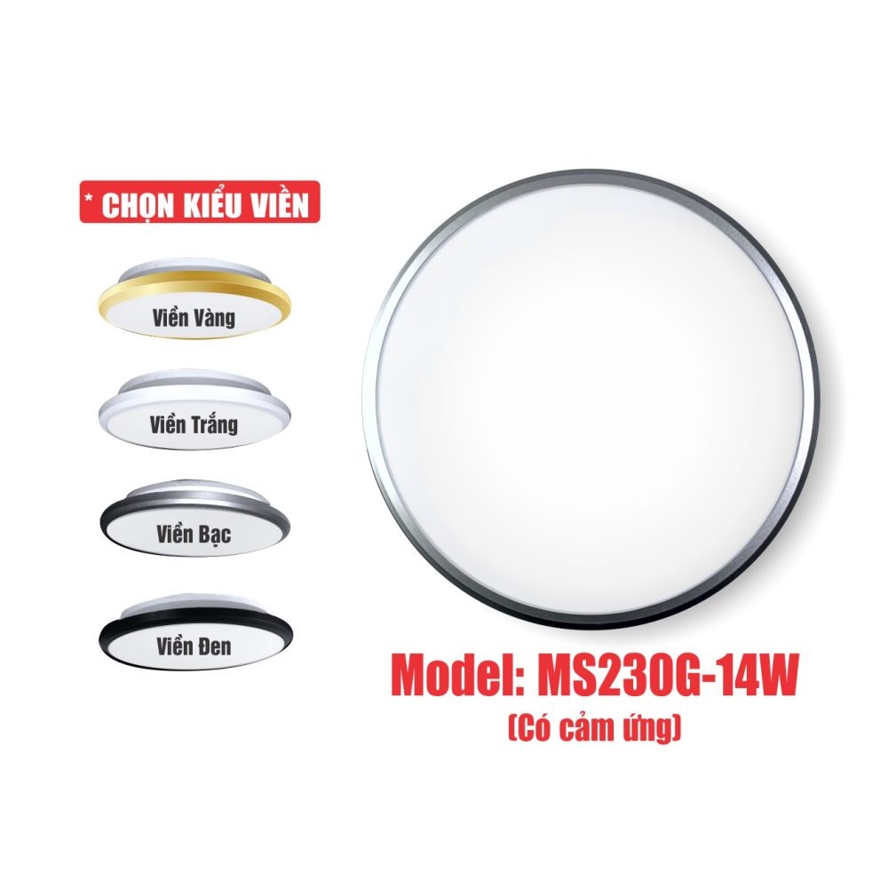 Đèn ốp trần cảm ứng vi sóng Kawasan MS300G-14W