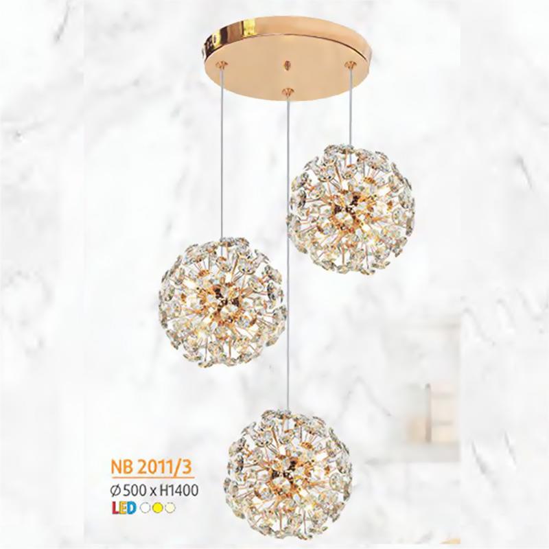 Đèn thả trần Pha Lê trang trí Ø500*H1400 - LED 3 CĐ