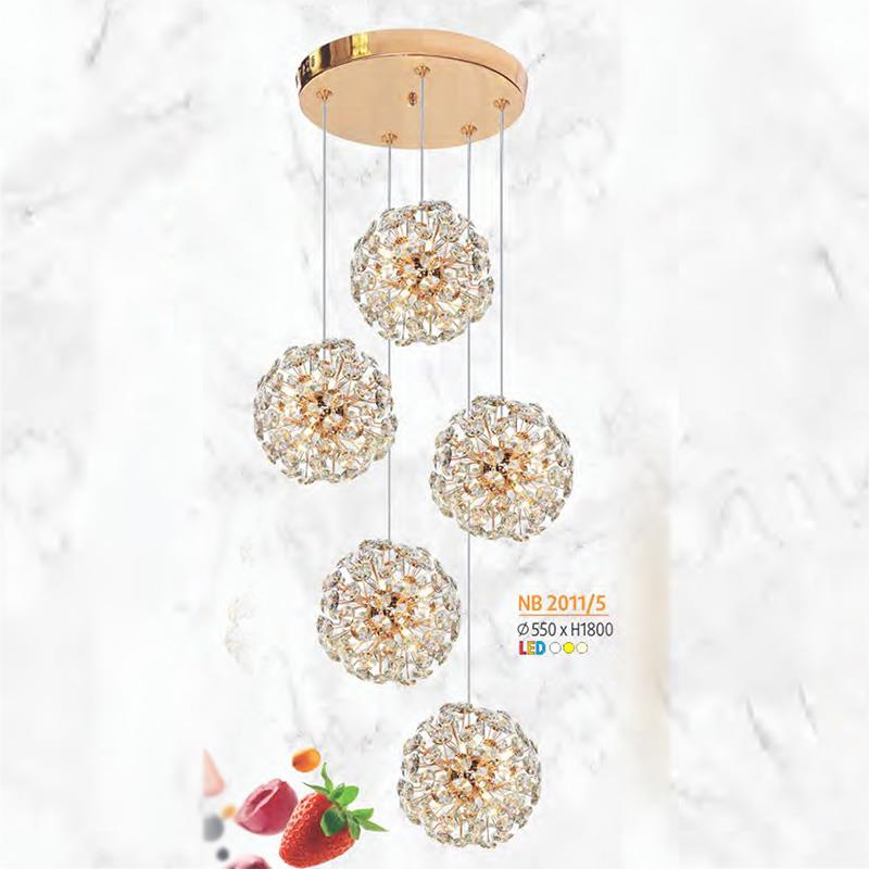 Đèn thả trần Pha Lê trang trí Ø550*H1800 - LED 3 CĐ