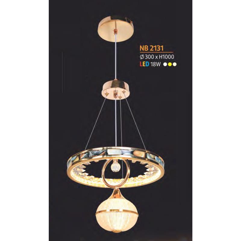 Đèn thả trần trang trí Ø300*H1000 - Led 3 màu - 18W