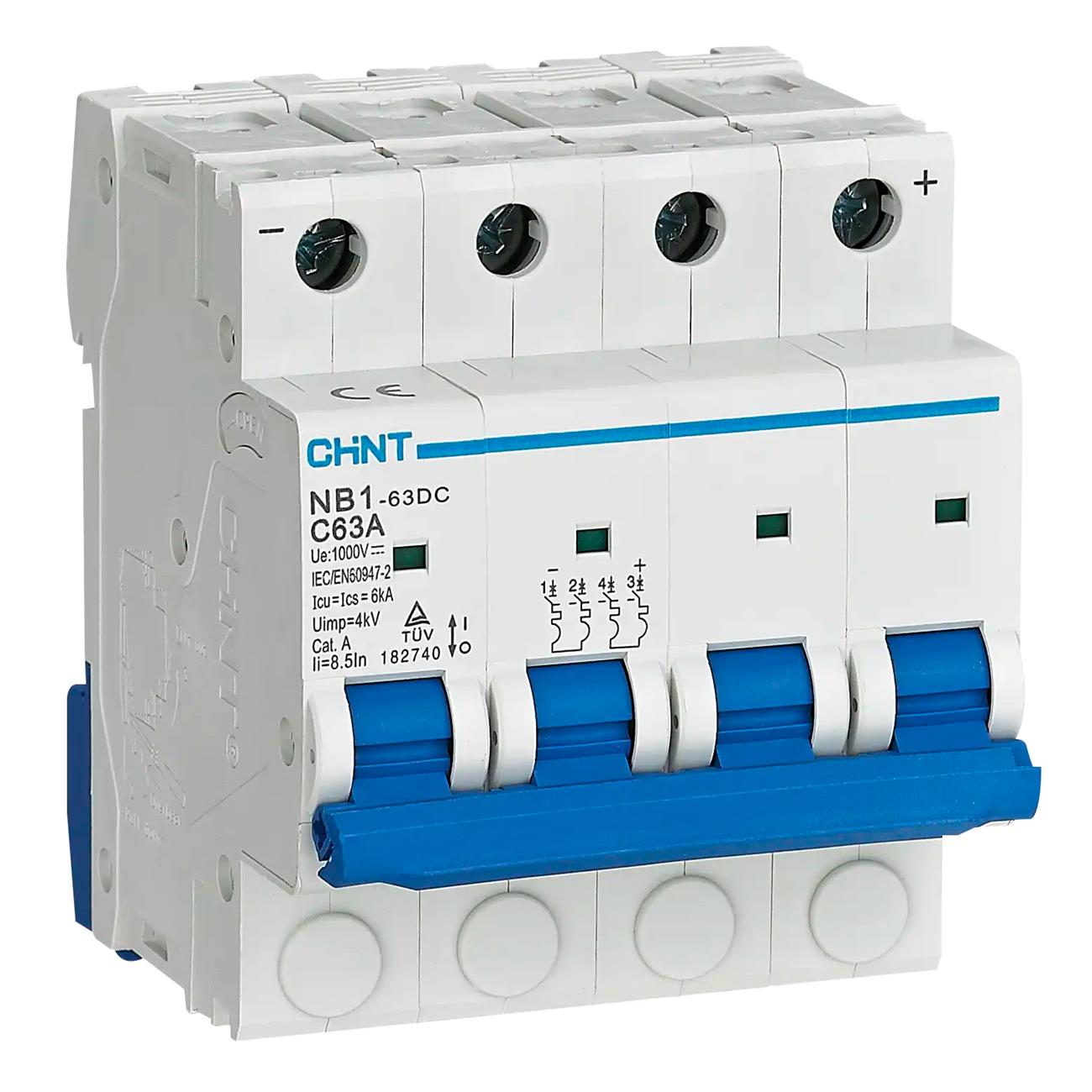 Cầu dao tự động CHINT MCB 4P NB1-63DC DC1000V 6kA
