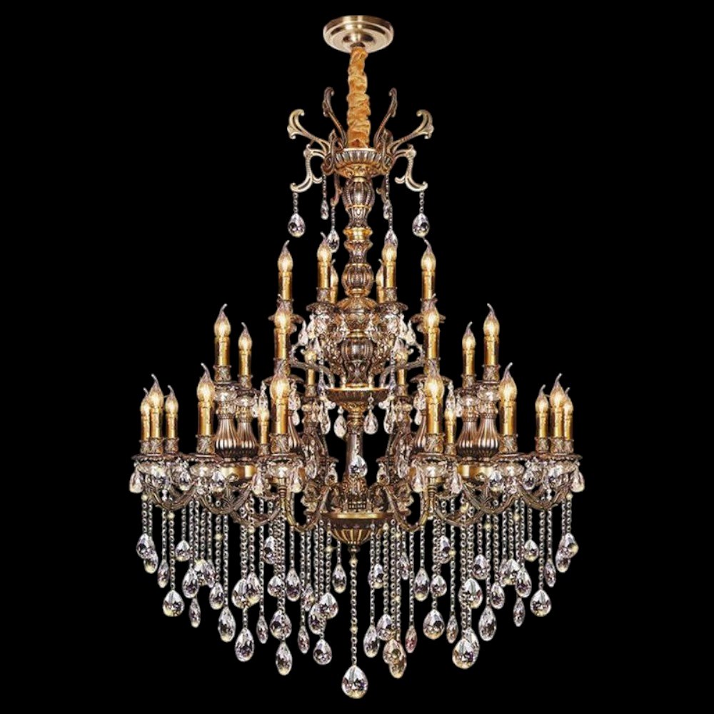 Đèn chùm Atimon cao cấp Ø1100*H1700+500, E14*30 lamp, 103 large crystals k9, 90 small crystals k9