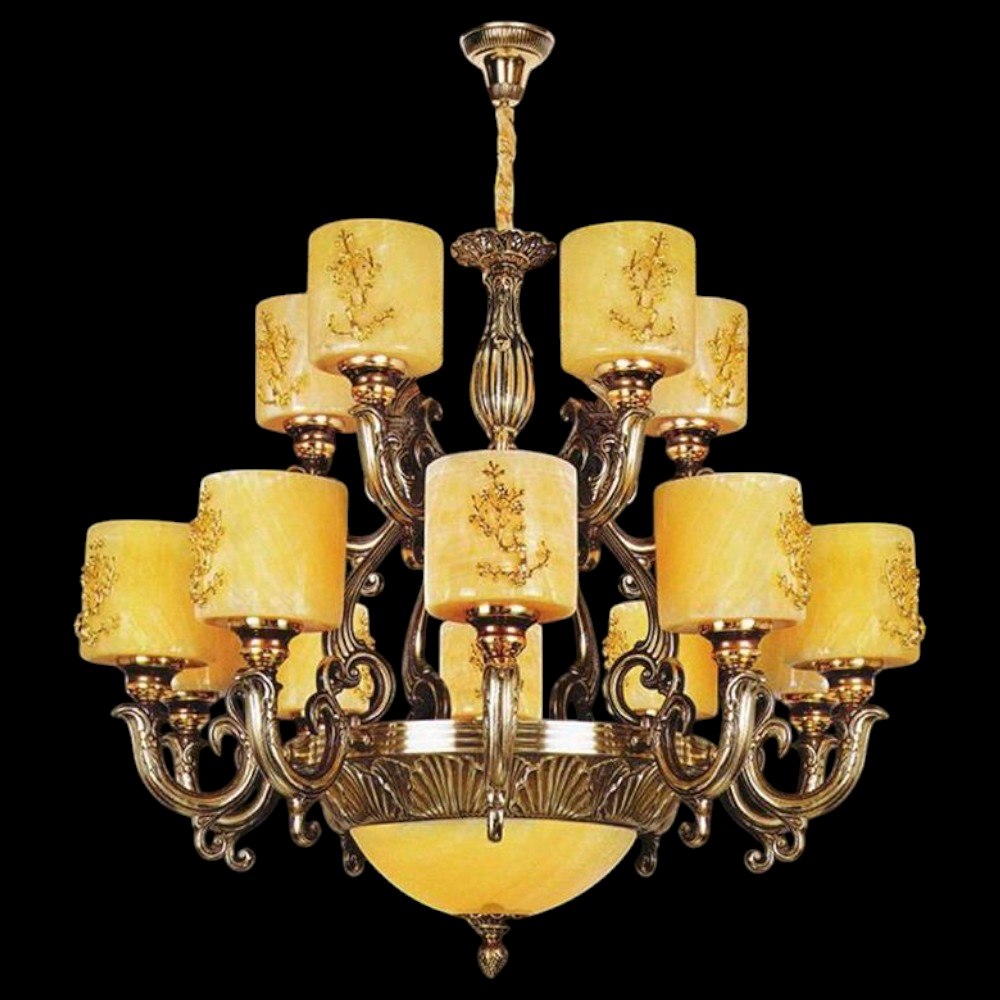 Đèn chùm đồng cao cấp Ø900*H800+500, E27*18 lamp