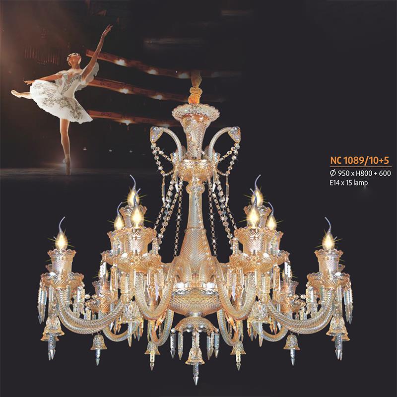 Đèn chùm nến phong cách trang trọng Ø950*H800+600, E14*15 lamp