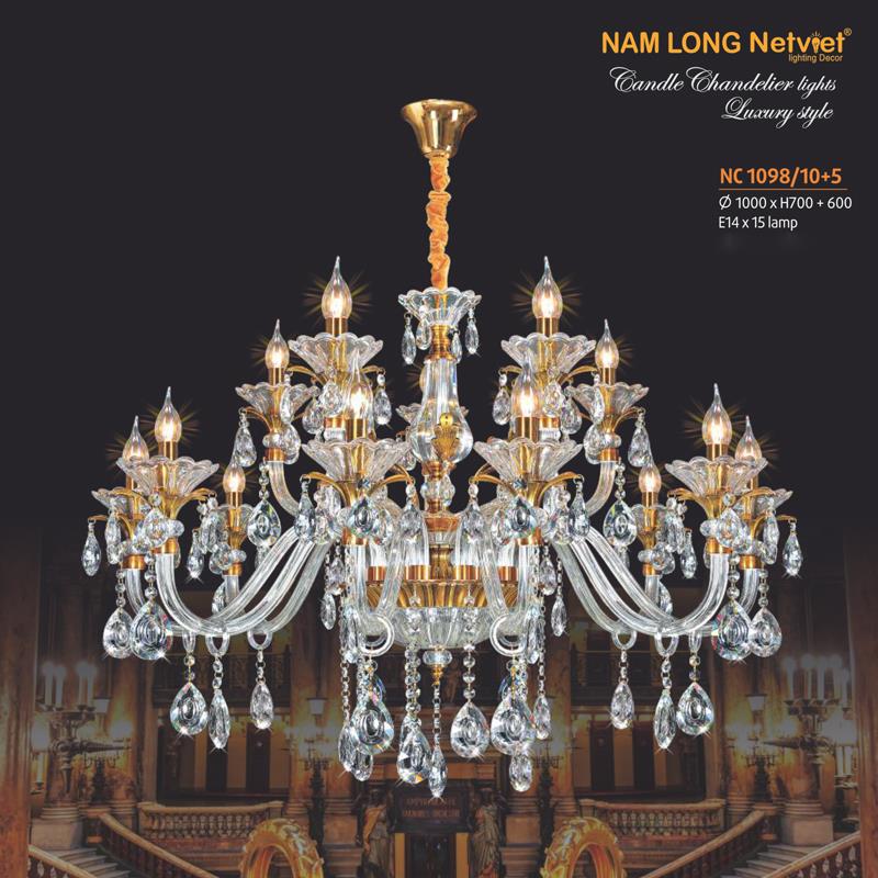 Đèn chùm nến phong cách trang trọng Ø1000*H700+600, E14*15 lamp