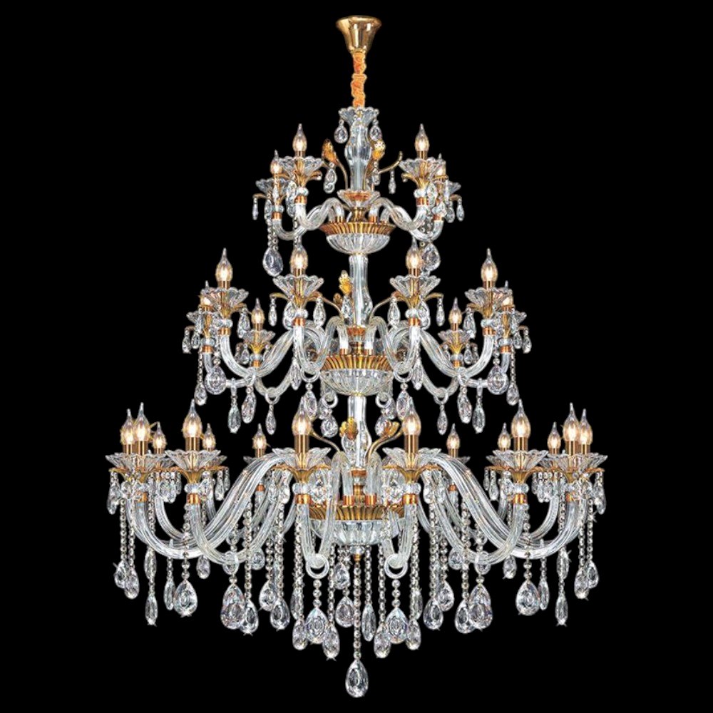 Đèn chùm nến phong cách trang trọng Ø1350*H1600+600, E14*30 lamp