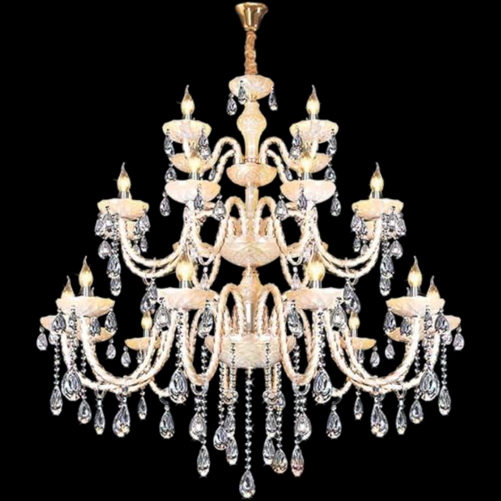 Đèn chùm nến kiểu sang trọng Ø1150*H1200+600, E14*24 Lamp, 51 Hạt lớn, 96 Hạt nhỏ
