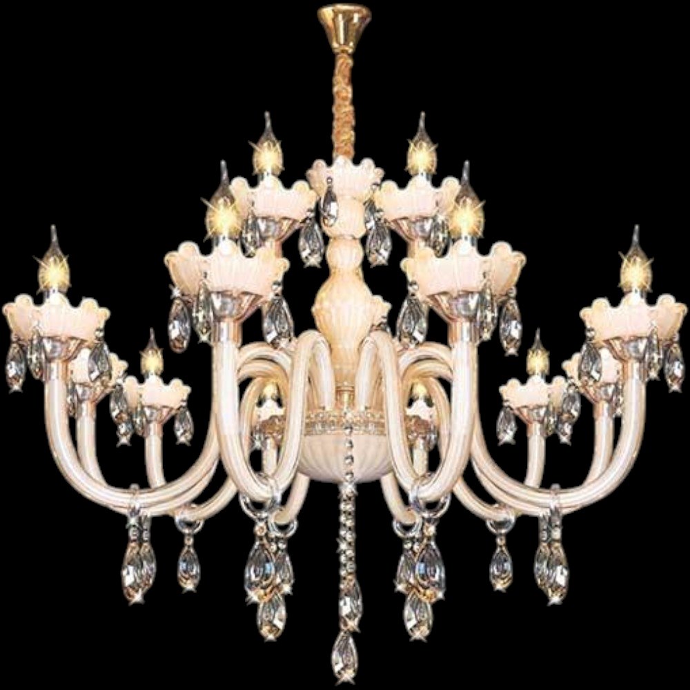 Đèn chùm nến kiểu sang trọng Ø950*H800+600, E14*15 Lamp, 15 Hạt lớn, 64 Hạt nhỏ