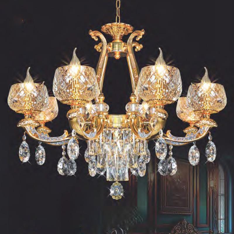 Đèn chùm nến pha lê cao cấp Ø750*H600+300 - E14*8 lamp
