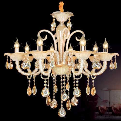 Đèn chùm pha lê Netviet Ø700 x H700 + 400, E14 x 8 lamp, 14 large crystals, 36 small crystals