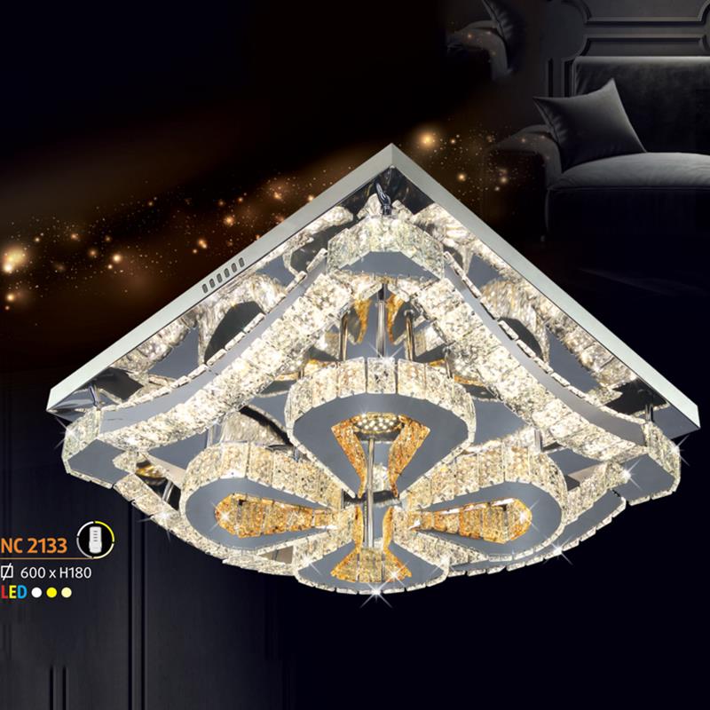 Đèn mâm ốp trần vuông trang trí Ø600*H180, Led 3 màu ánh sáng