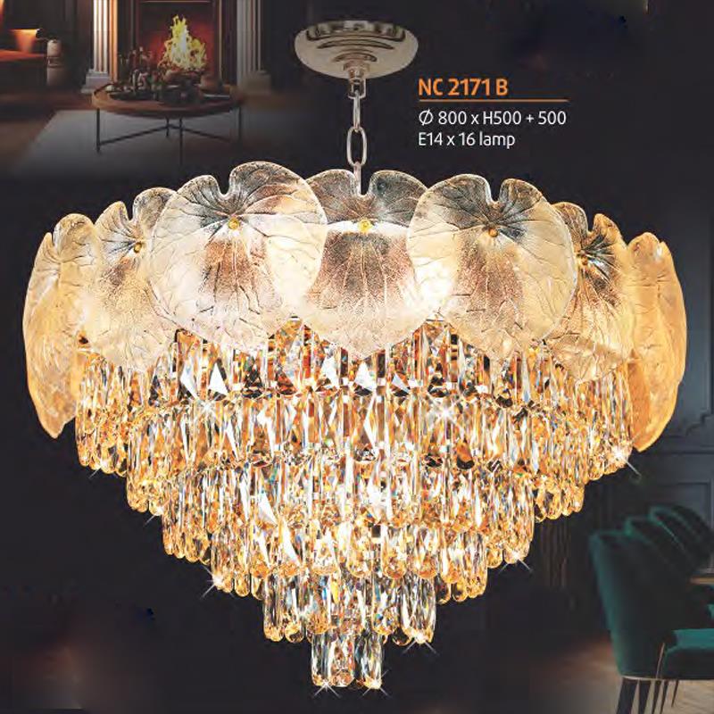 Đèn chùm pha lê nến phong cách trang trọng Ø800*H500+500 - E14*16 Lamp
