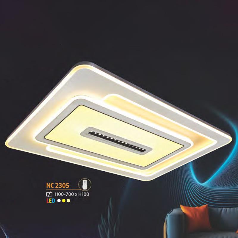 Đèn ốp trần Led chữ nhật kiểu sang trọng Ø1100-700*H100, Led 3 CĐ
