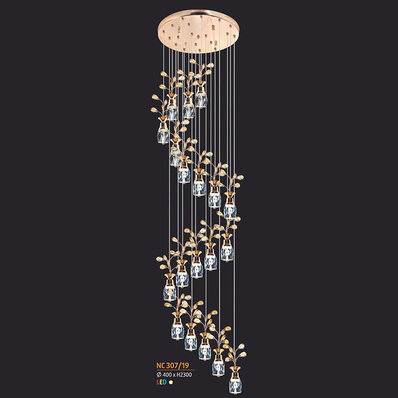 Đèn chùm trang trí led ánh sáng trung tính Ø400*H2300