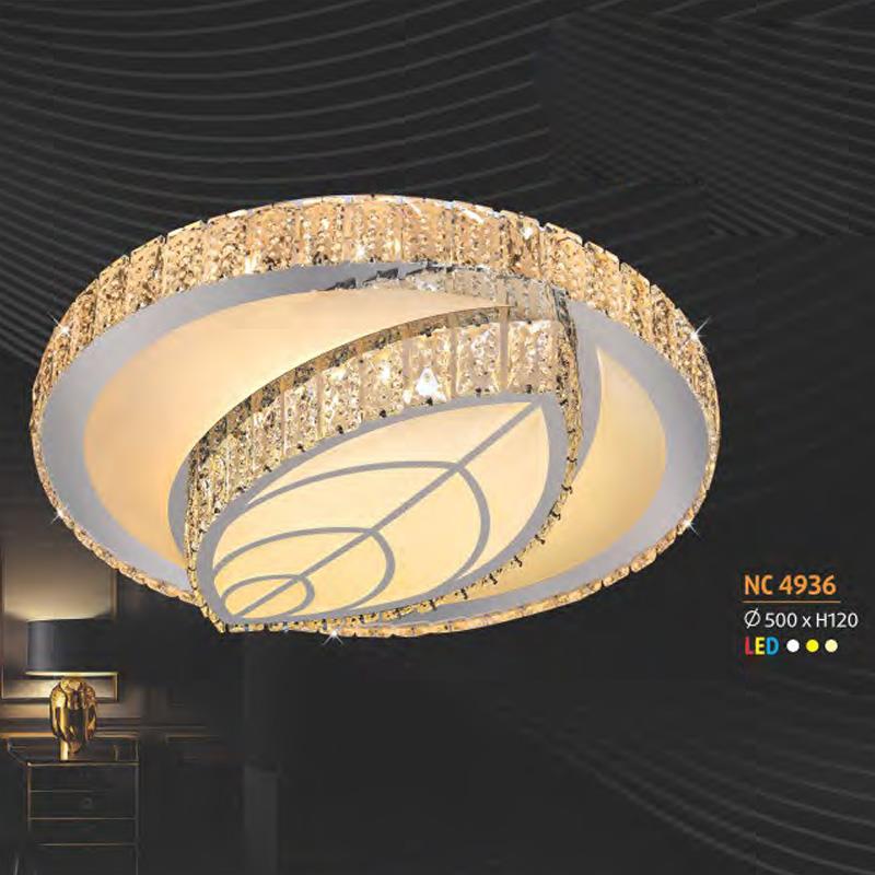 Đèn ốp trần Pha Lê kiểu sang trọng Ø500*H120, Led 3 CĐ