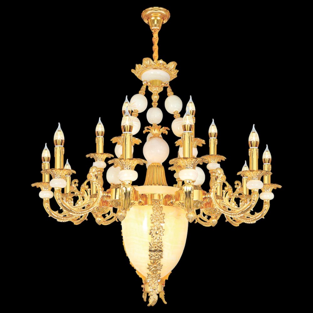 Đèn chùm nến đồng Netviet Ø900 x H900 + 500, E14 x 18 lamp W45Kg