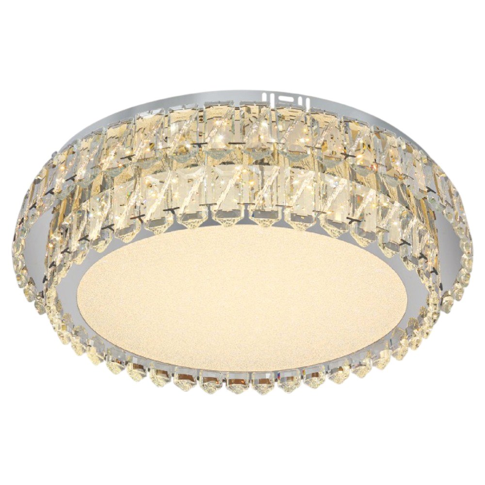 Đèn mâm tròn pha lê Netviet Ø500 x H150, 3 màu ánh sáng