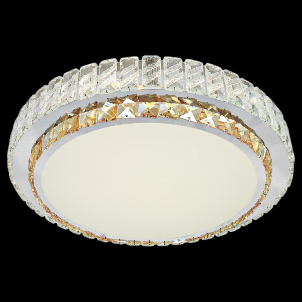 Đèn mâm tròn pha lê Ø500 x H120, 3 màu ánh sáng