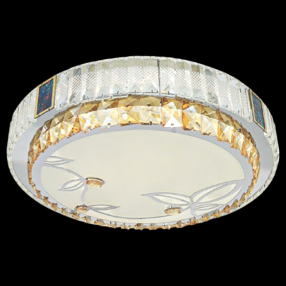 Đèn mâm tròn pha lê Ø500 x H120, 3 màu ánh sáng