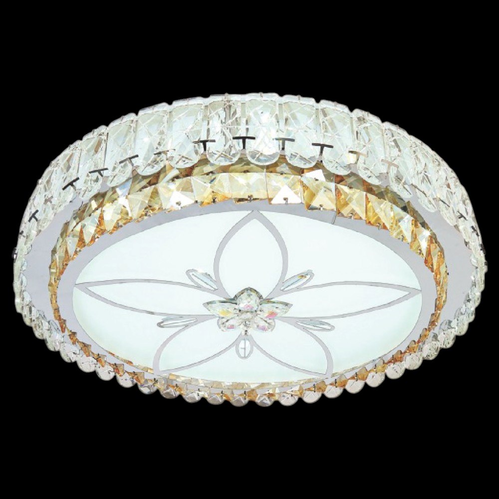 Đèn mâm tròn pha lê Ø500 x H120, 3 màu ánh sáng